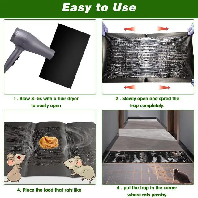 Alt view image 6 of 7 - 12 Pack Extra Large Glue Traps for Mice and Rats, Heavy Duty Super Sticky Traps for Mice Rats Snakes, Rat Glue Trap for Indoor Outdoor