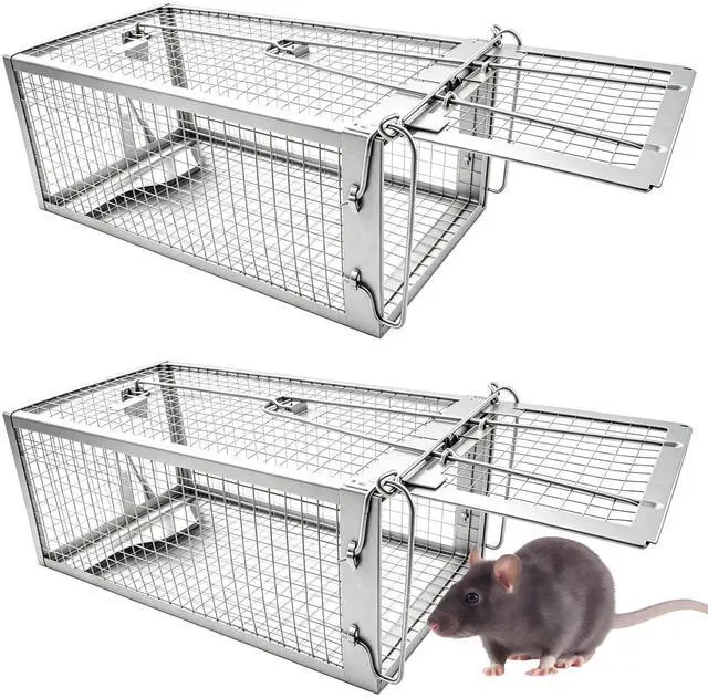 Main image of Humane Rat Traps 2-Pack, No Kill Small Animal Cage Trap, Live Mouse Trap Cage Catch and Release, Trampa para Ratones, Chipmunk Rodent Trap that Work for Indoor and Outdoor