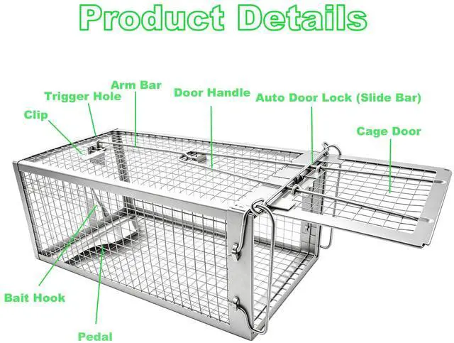 Alt view image 3 of 7 - Humane Rat Traps 2-Pack, No Kill Small Animal Cage Trap, Live Mouse Trap Cage Catch and Release, Trampa para Ratones, Chipmunk Rodent Trap that Work for Indoor and Outdoor