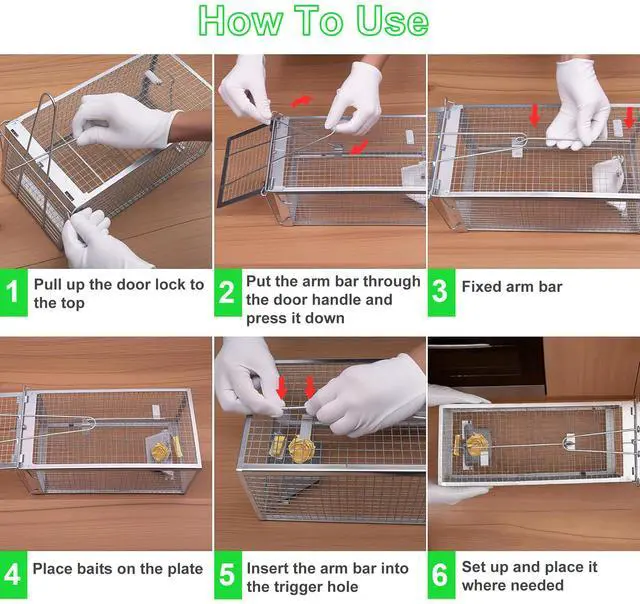 Alt view image 5 of 7 - Humane Rat Traps 2-Pack, No Kill Small Animal Cage Trap, Live Mouse Trap Cage Catch and Release, Trampa para Ratones, Chipmunk Rodent Trap that Work for Indoor and Outdoor