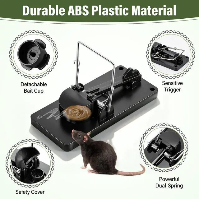 Alt view image 3 of 7 - Pack Reusable Mouse Traps, Small Plastic Mousetraps with No Touch Disposal, Safe & Sanitary, Pet Friendly, Easy Set Rat Snap Trap for Home, Garage, Garden, Indoor & Outdoor Use