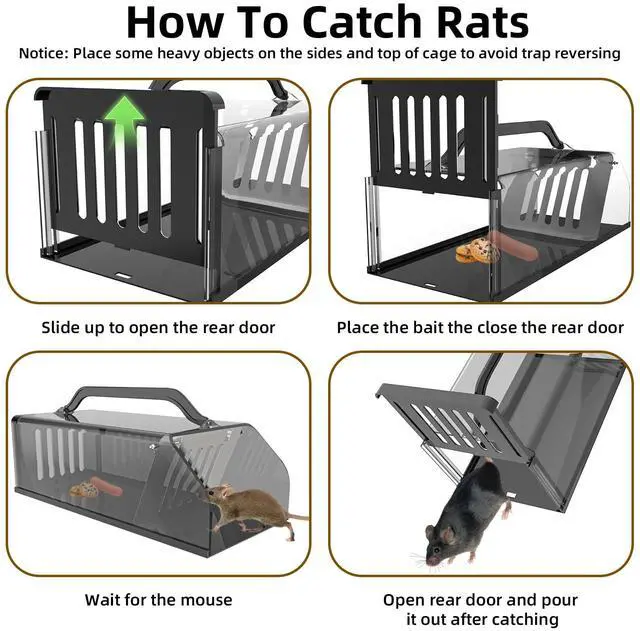 Alt view image 3 of 4 - 2026 Upgraded Humane Rat Trap,Mouse Traps Indoor for Home,Reusable Automatic Continuous Rodent Trap Small Live Animal Catch Cage for Mice, Rats, Chipmunks, Squirrels, Easy Release,Indoor & Outdoor Use