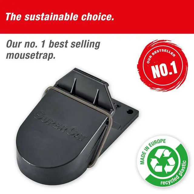 Alt view image 5 of 7 - Mousetraps & Mice Traps for Home - Mouse Trap SuperCat - Efficient, Humane & Reusable with Food Bait - Catch & Kill Instantly - in/Outdoors Use - 4 Traps