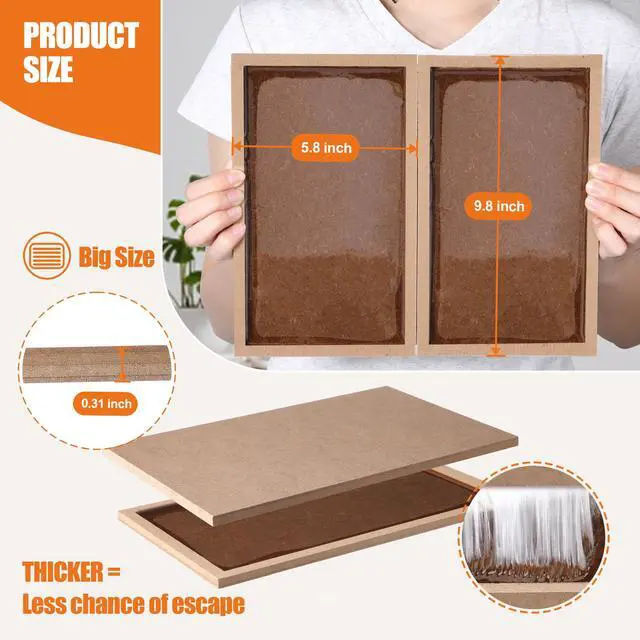 Alt view image 2 of 7 - Pack Large Mouse Glue Traps, Heavy Duty Wood Rat Traps, Snake Sticky Board with Enhanced Stickiness for Indoor & Outdoor, Pre-Scented Peanut Taste, Non-Toxic, Sturdy Wooden Tray, Pet Safe