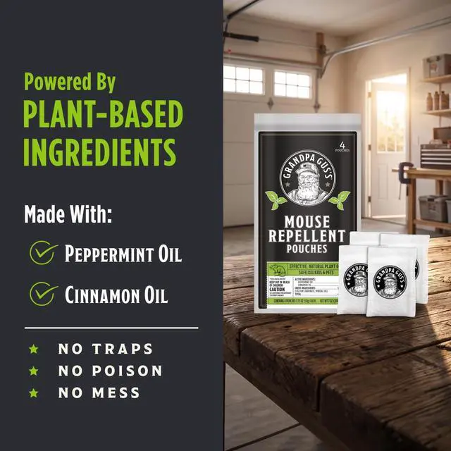 Alt view image 3 of 7 - Natural Mouse Repellent Pouches, Cinnamon/Peppermint Oils Repel Mice from Nesting in Home/Cabin/Boat/Car Storage/RV/Machinery/Shed (4 Pouches)