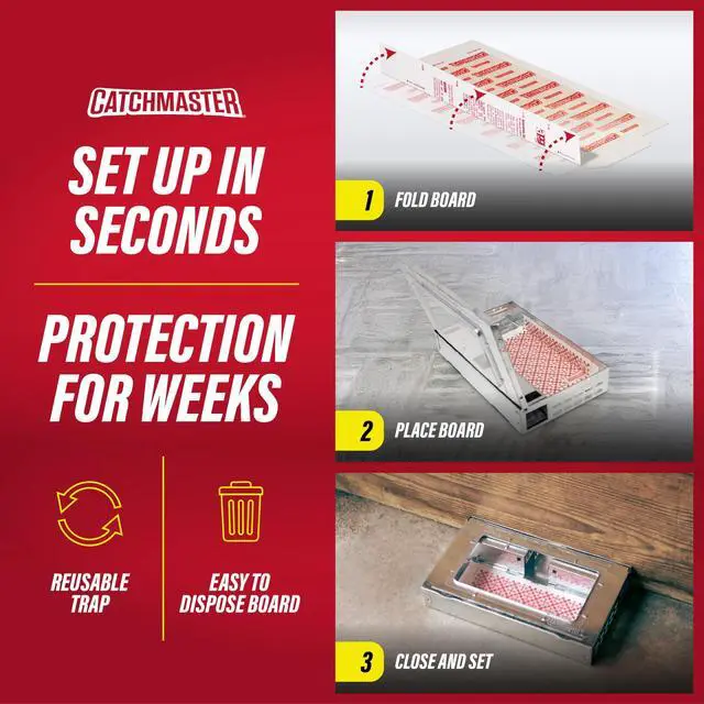 Alt view image 3 of 7 - Multi-Catch Mouse Trap 6-Pack, Humane Mouse Traps Indoor for Home, Includes Replaceable Glue Board, Live Catch Pest Control for Garage & Shed