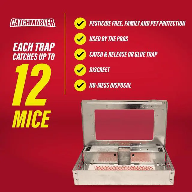 Alt view image 5 of 7 - Multi-Catch Mouse Trap 6-Pack, Humane Mouse Traps Indoor for Home, Includes Replaceable Glue Board, Live Catch Pest Control for Garage & Shed