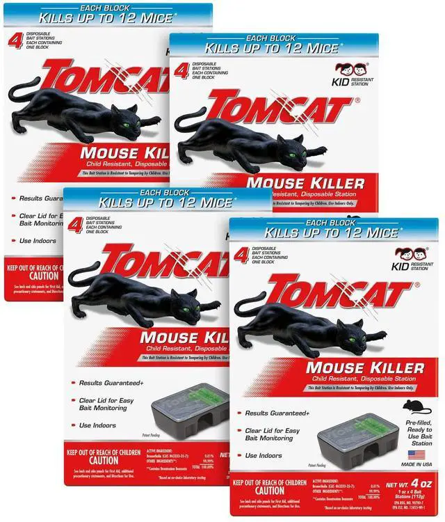 Main image of Mouse Killer Child Resistant, Disposable Station, 4-Pack (16 Preloaded Stations)