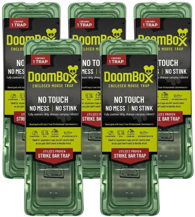 Main image of Green Enclosed Mouse Trap | Keeps The Mess with The Mouse | Patented Click-It Closure Technology | Safe for Kids & Pets | Certified Child Resistant | Made in USA (5-Pack Green)