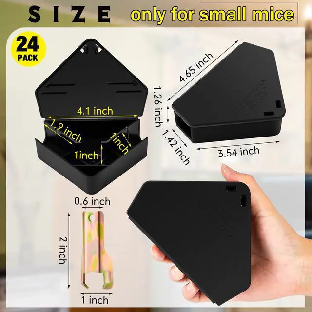 Alt view image 3 of 7 - Pcs Mice Station with Key Triangle Mouse Station Lockable Reusable Bait Box, Enclosed Design for Indoor and Outdoor Use, Suitable for Small Mice (Black)