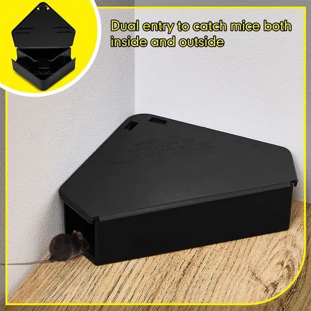 Alt view image 5 of 7 - Pcs Mice Station with Key Triangle Mouse Station Lockable Reusable Bait Box, Enclosed Design for Indoor and Outdoor Use, Suitable for Small Mice (Black)