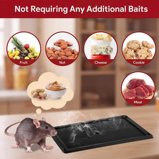 Alt view image 4 of 7 - Pack Rat Glue Traps 10x5 Inch, Pre-Baited Heavy Duty Mouse Sticky Traps for Mice Snakes Roaches, Large Adhesive Glue Boards with Peanut Scent, No Touch Disposal, Indoor Outdoor (Black)