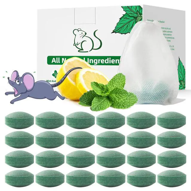 Main image of Pest Rodent Repellent, 24 Pack Peppermint Oil Repellent for Mouse Rats Spider Roach Ant Squirrel Pest Control Indoor & Outdoor, Natural Mice Deterrent Replace Trap Poisoning Family & Pet Safe Green