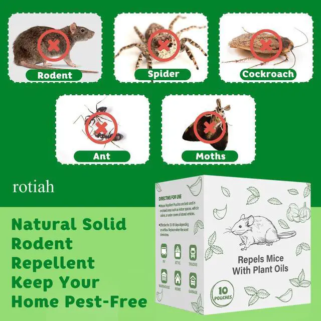 Alt view image 3 of 7 - Pest Rodent Repellent Pouches, Peppermint Oil for Mouse, Roach, Ant, Spider, Squirrel, Mice, Rats, Pest Control Indoor Outdoor, Natural Mouse Deterrent Replace Traps Poison Family Pet Safe,10 Pack