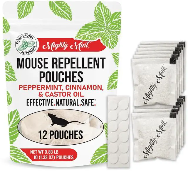 Main image of Mouse Repellent Pouches Peppermint, Castor Oil & Cinnamon Formula Natural Indoor Deterrent for Mice and Rodents Plant-Based, Long-Lasting Protection 12 Count