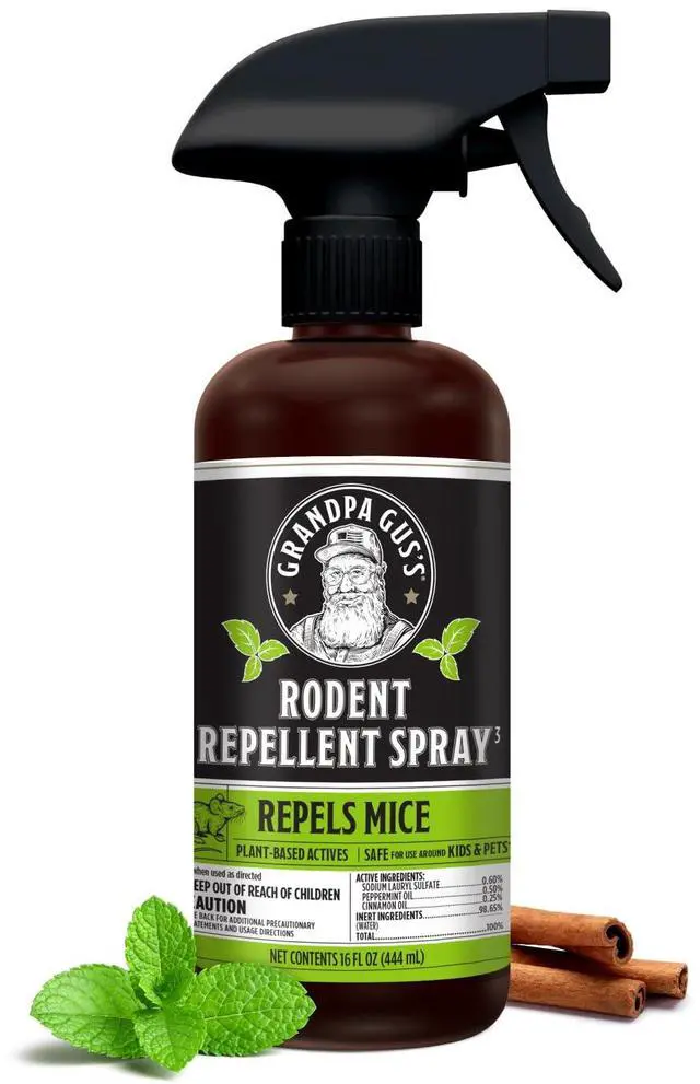 Main image of Rodent Repellent Spray - Peppermint Oil Spray for Rodents & Mice - Plant-Based Mouse Deterrent for Cars, RVs, Garages & Indoor Spaces - Non-Staining Formula - 16 oz