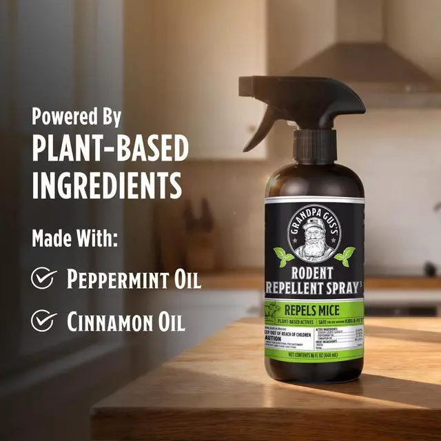 Alt view image 3 of 7 - Rodent Repellent Spray - Peppermint Oil Spray for Rodents & Mice - Plant-Based Mouse Deterrent for Cars, RVs, Garages & Indoor Spaces - Non-Staining Formula - 16 oz