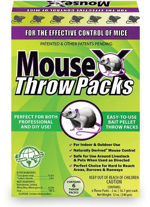 Main image of Rodent Control Bait Pellet Throw Packs for Rats & Mice Poison Free, Pet Safe | Indoor & Outdoor Use Pellets |6 Throw Packs