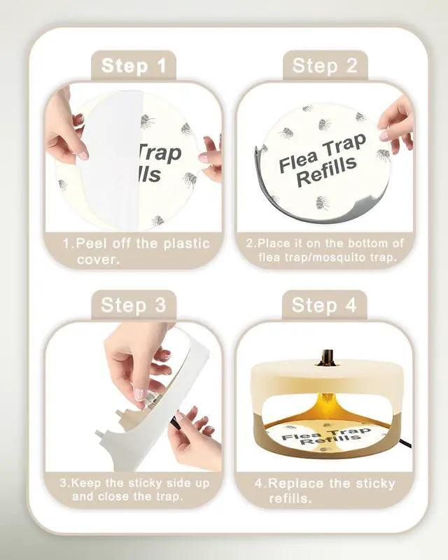Alt view image 6 of 7 - 20 Pack Flea Trap Refill Discs Replacement Glue Boards, 7.1" Sticky Pads for Most Models Flea Bed Bug Traps for Inside Your Home