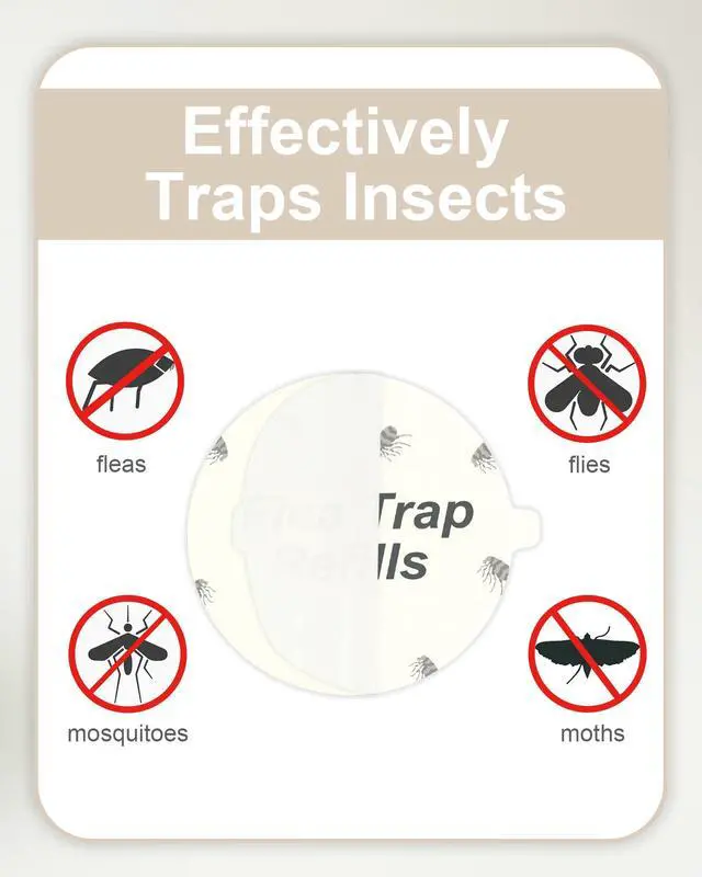 Alt view image 5 of 7 - 20 Pack Flea Trap Refill Discs Replacement Glue Boards, 7.1" Sticky Pads for Most Models Flea Bed Bug Traps for Inside Your Home