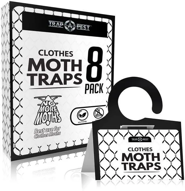 Main image of Clothing Moth - 8 Pack - Non Toxic Moth Traps for Clothes with Pheromone Attractant - Odorless Sticky Trap for Closet, Carpets