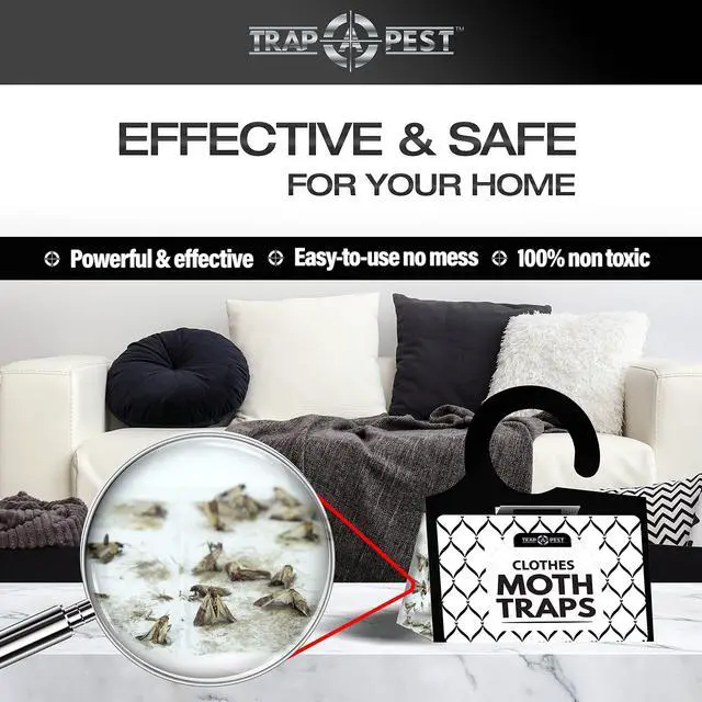 Alt view image 2 of 5 - Clothing Moth - 8 Pack - Non Toxic Moth Traps for Clothes with Pheromone Attractant - Odorless Sticky Trap for Closet, Carpets