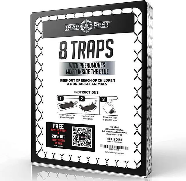 Alt view image 5 of 5 - Clothing Moth - 8 Pack - Non Toxic Moth Traps for Clothes with Pheromone Attractant - Odorless Sticky Trap for Closet, Carpets