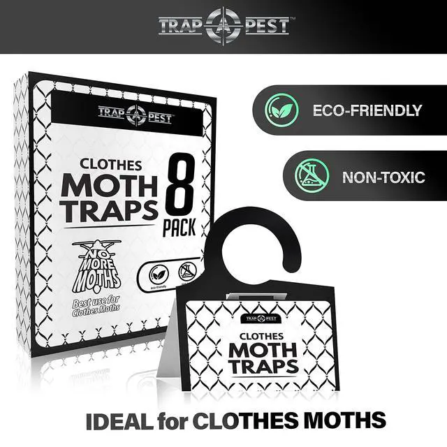 Alt view image 3 of 5 - Clothing Moth - 8 Pack - Non Toxic Moth Traps for Clothes with Pheromone Attractant - Odorless Sticky Trap for Closet, Carpets