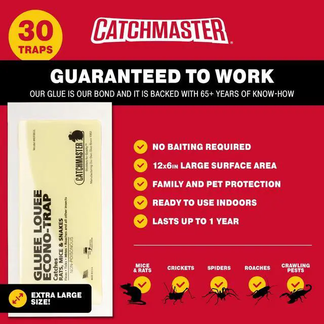 Alt view image 3 of 6 - Gluee Louee Rat Extra Large Traps 30-PK, Heavy Duty Glue Trap, Mouse Traps for Home, Pest Control Adhesive Glue Boards for Inside House, Snake, Mice, & Spider Trap