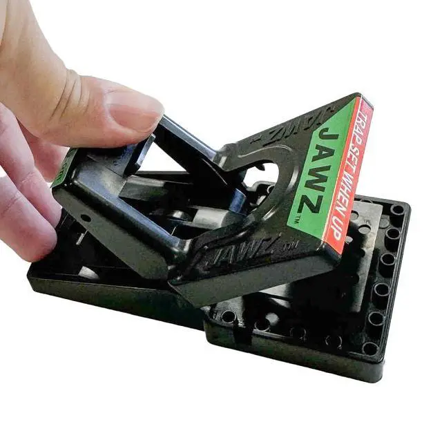 Alt view image 5 of 7 - Jawz Indoor Plastic Mouse Trap for Solid or Liquid Bait, Instant Kill Mouse Traps, No-Touch Disposal with Trap Set Indicator 12-Pack