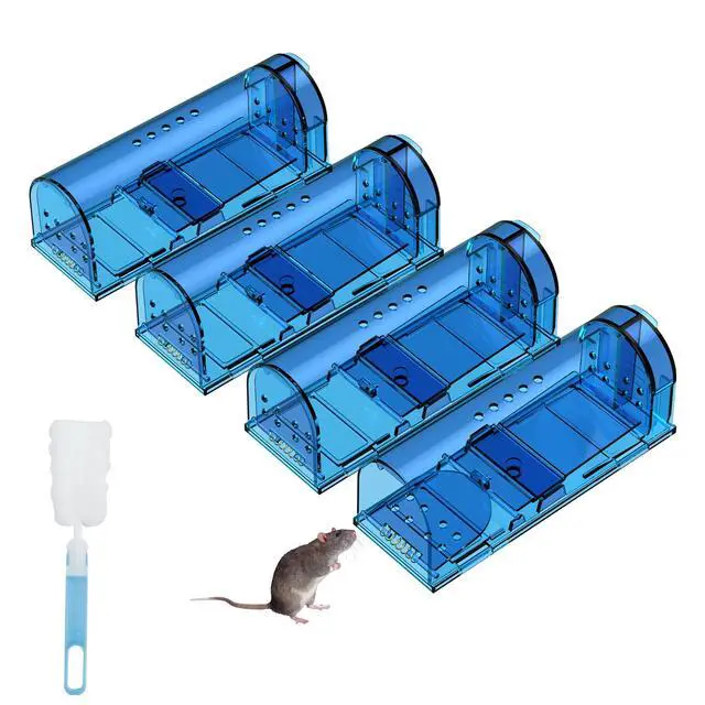 Main image of Humane Mouse Traps, Catch& Release, Reusable Rat Traps, Easy to Set and Safe for Family and Pets, No Kill for Small Rodent/Voles/Hamsters/Moles, Catcher That Works for Indoor/Outdoor, 4 Pack