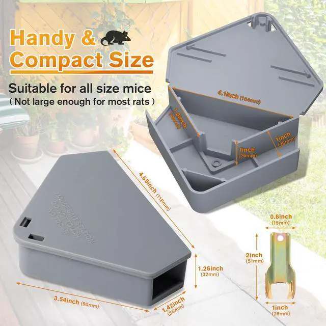 Alt view image 3 of 7 - Mouse Station with Keys Grey 12 Pack, Key Required Mouse Stations, Mice Stations, Keeps Children and Pets Safe Indoor & Outdoor