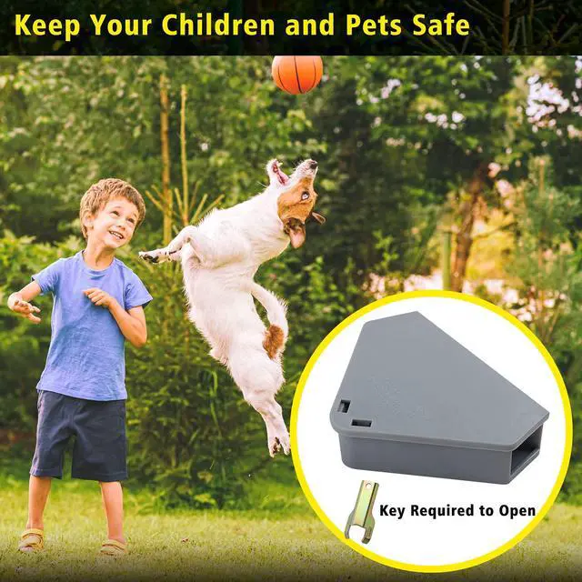 Alt view image 2 of 7 - Mouse Station with Keys Grey 12 Pack, Key Required Mouse Stations, Mice Stations, Keeps Children and Pets Safe Indoor & Outdoor