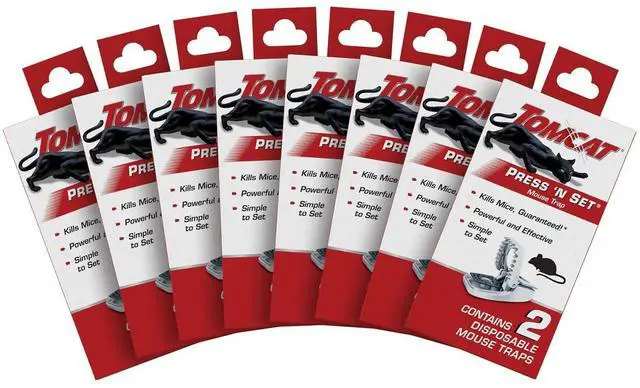 Main image of Press 'N Set Mouse Trap for Indoor or Outdoor Use, Plastic Spring-Loaded Mouse Killer with Grab Tab, 8 Pack (16 Traps)