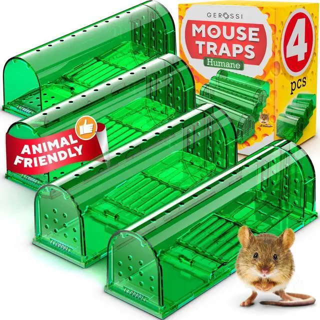 Main image of Humane Catch and Release Mouse Traps Pack of 4 - Perfect for House, Indoor & Outdoor - Easy Set Durable Mice Traps, Safe for Children, Pets & Humans - Instantly Remove Unwanted Rodents from Your Home