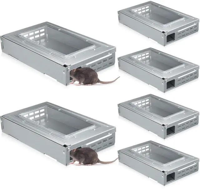 Main image of Pack Multi Catch Mice Trap Clear Top Humanized Mouse Trap Rodent for Indoor Outdoor Rat Control Pet and Security (6.3 Inch,Silver)