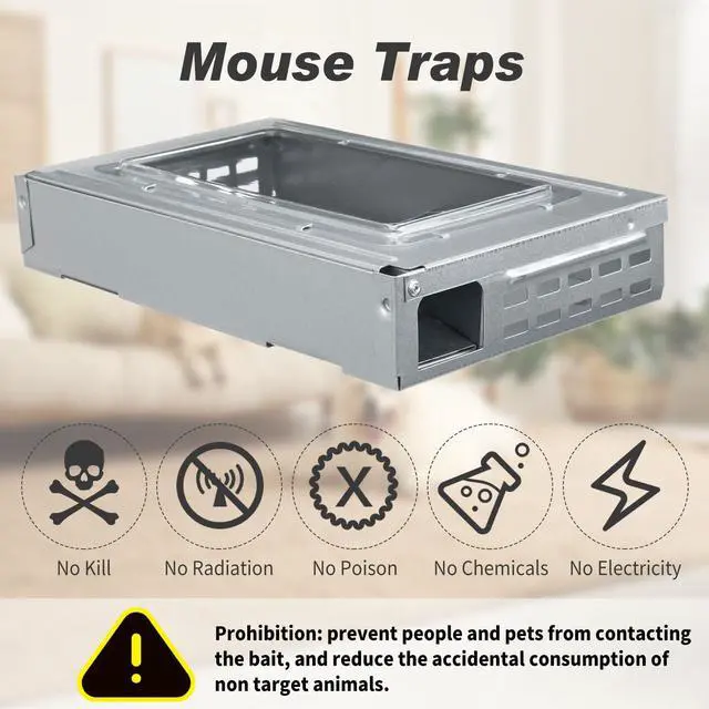 Alt view image 4 of 7 - Pack Multi Catch Mice Trap Clear Top Humanized Mouse Trap Rodent for Indoor Outdoor Rat Control Pet and Security (6.3 Inch,Silver)