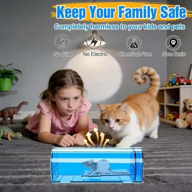 Alt view image 2 of 7 - 4 Pcs Humane Mouse Traps No Kill, Live Mouse Trap, Reusable Mice Trap Catch for House & Outdoors