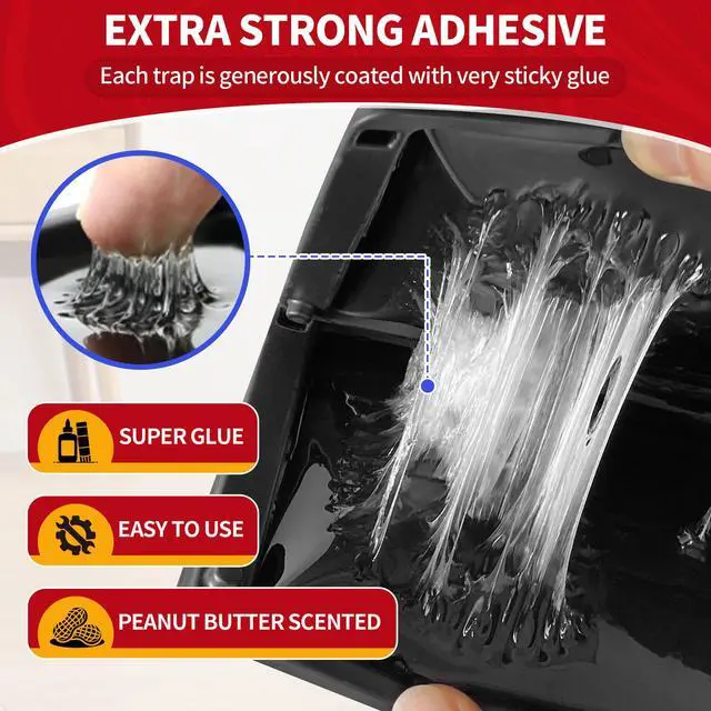 Alt view image 3 of 7 - Mouse Traps, 12 Pack Sticky Mouse Traps Indoor for Home, Pre-Baited Non-Toxic Bulk Glue Traps for Rats, Mice, Roach, Lizards, Pet Safe for Home & Garage, Easy to Use
