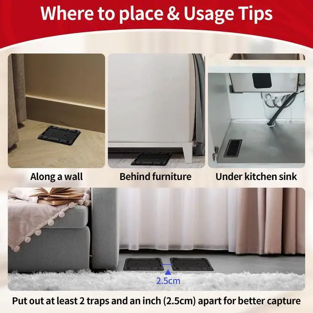 Alt view image 7 of 7 - Mouse Traps, 12 Pack Sticky Mouse Traps Indoor for Home, Pre-Baited Non-Toxic Bulk Glue Traps for Rats, Mice, Roach, Lizards, Pet Safe for Home & Garage, Easy to Use