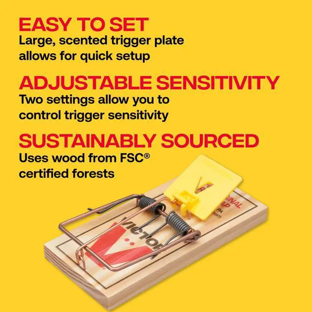Alt view image 3 of 7 - Wide Plastic Pedal Sustainably Sourced FSC Wood Humane Snap Rat Traps - 9 Wooden Traps