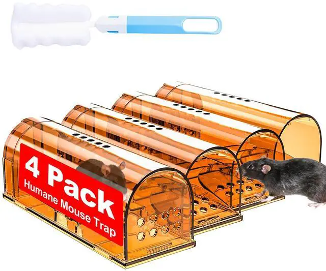 Main image of 4 Pack Humane Mouse Traps Indoor for Home, Live Mouse Traps No Kill, Reusable Mice Small Rat Trap Catcher for House & Outdoors