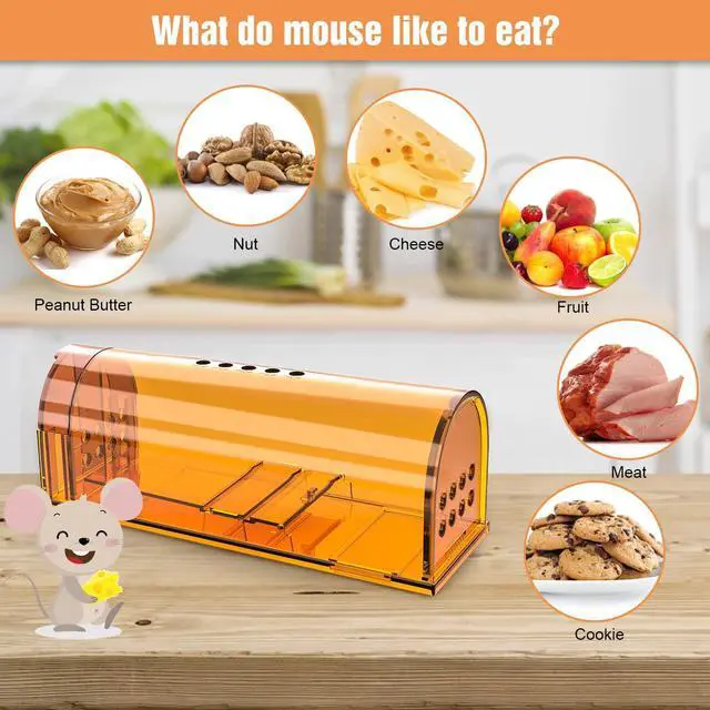 Alt view image 4 of 7 - 4 Pack Humane Mouse Traps Indoor for Home, Live Mouse Traps No Kill, Reusable Mice Small Rat Trap Catcher for House & Outdoors