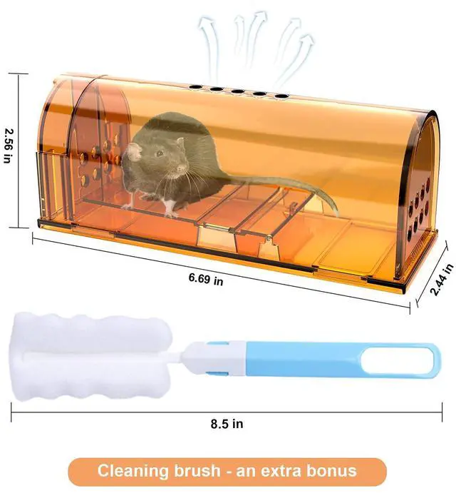 Alt view image 6 of 7 - 4 Pack Humane Mouse Traps Indoor for Home, Live Mouse Traps No Kill, Reusable Mice Small Rat Trap Catcher for House & Outdoors