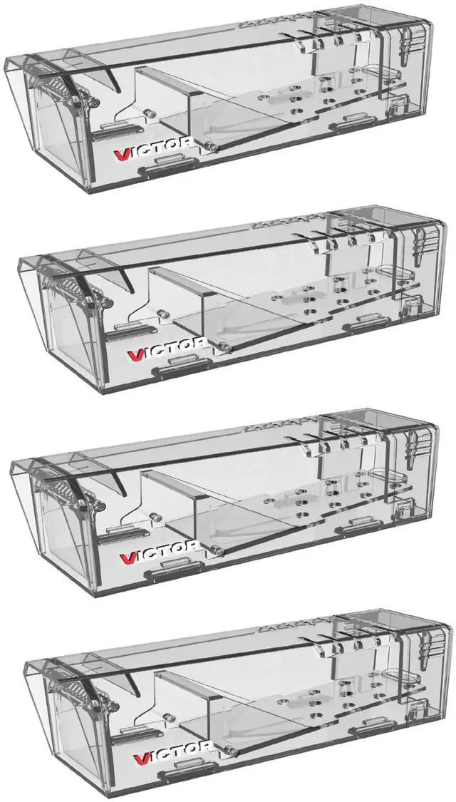 Main image of Live Catch Mouse Trap - 4 Traps - M337SR-4 - Live Catch and Release Trap for Mice - Humane Mouse Traps - Clear Design - Humane, Easy to Use - 4 Pack