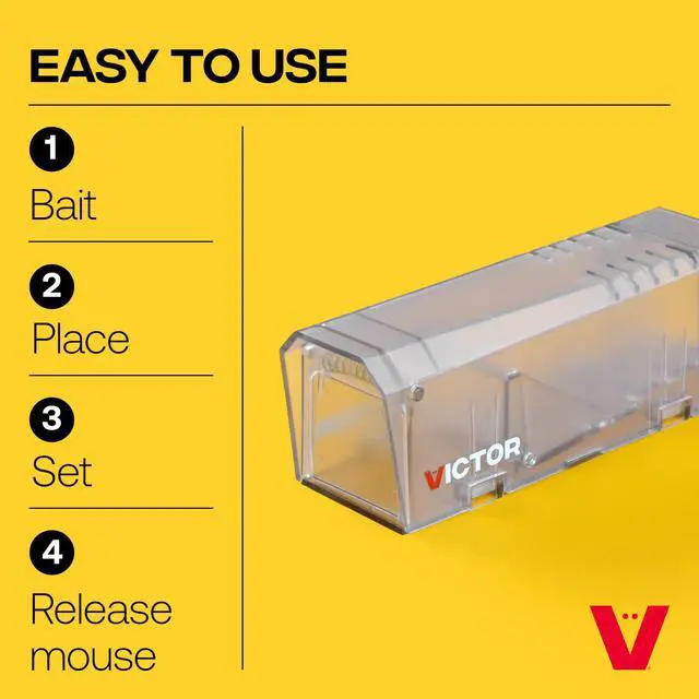 Alt view image 4 of 7 - Live Catch Mouse Trap - 4 Traps - M337SR-4 - Live Catch and Release Trap for Mice - Humane Mouse Traps - Clear Design - Humane, Easy to Use - 4 Pack