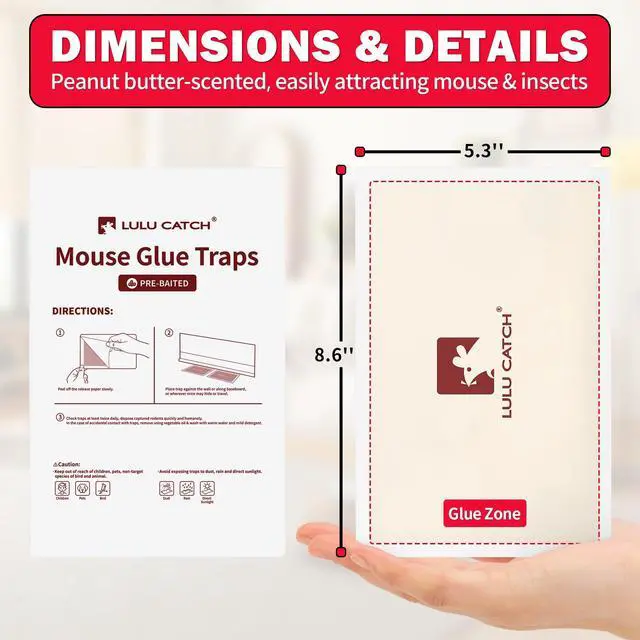 Alt view image 2 of 7 - Mouse Traps, 20 Pack Pre-Baited Sticky Mouse Traps Indoor for Home, Non-Toxic Bulk Sticky Pads, Glue Traps for Rats, Bugs, Spider, Mice, Cockroach, Pet Safe, Easy to Use