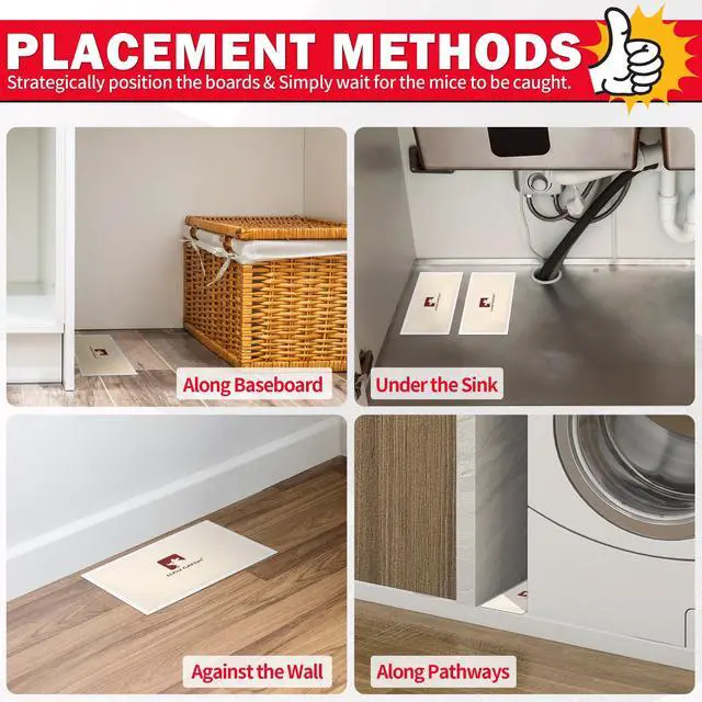Alt view image 6 of 7 - Mouse Traps, 20 Pack Pre-Baited Sticky Mouse Traps Indoor for Home, Non-Toxic Bulk Sticky Pads, Glue Traps for Rats, Bugs, Spider, Mice, Cockroach, Pet Safe, Easy to Use