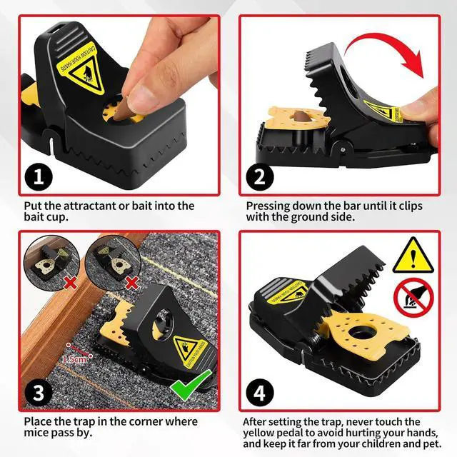 Alt view image 5 of 7 - Mouse Traps, 6 Pack Snap Rat Traps, Quick-Set Reusable Sanitary Mice Traps, Rodent Traps Mice Catchers Indoor Outdoor for Home Garage, Pet Safe & Easy to Use