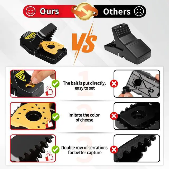 Alt view image 6 of 7 - Mouse Traps, 6 Pack Snap Rat Traps, Quick-Set Reusable Sanitary Mice Traps, Rodent Traps Mice Catchers Indoor Outdoor for Home Garage, Pet Safe & Easy to Use
